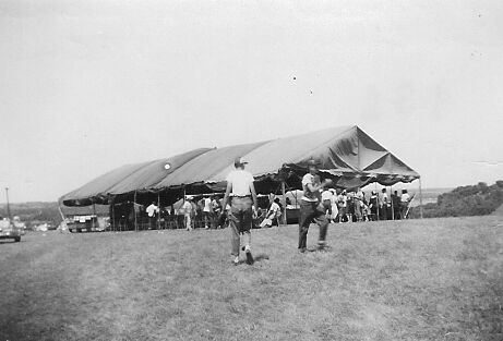 Tent erected where Basketball Courts are now